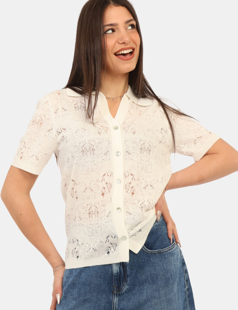 Abbigliamento donna scontato - Maglia Materica Bianca