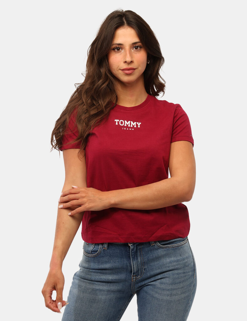 Abbigliamento donna scontato - T-shirt Tommy Hilfiger Bordeaux