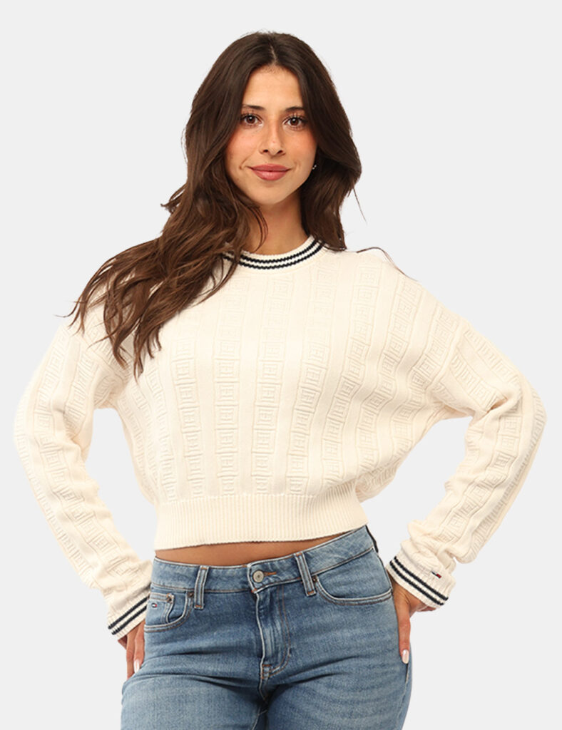 Maglione Tommy Hilfiger Panna - Maglione TOMMY HILFIGER Panna da donna Il Maglione TOMMY HILFIGER Panna da donna è un capo e