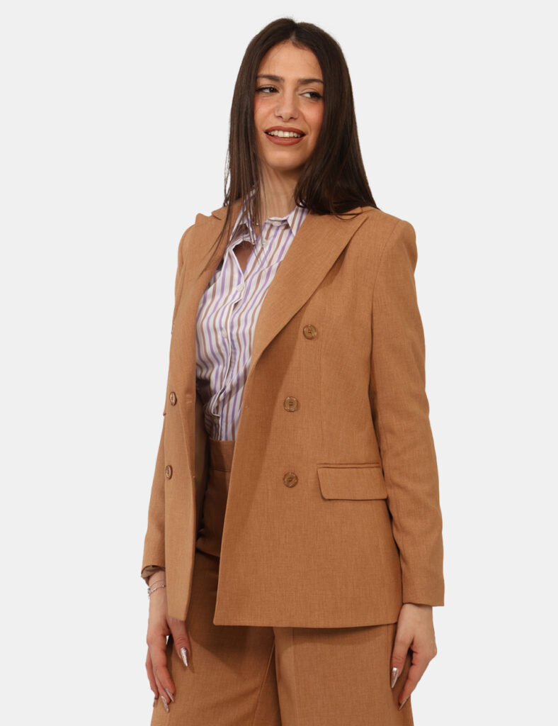 Abbigliamento donna scontato - Blazer Materica Marrone