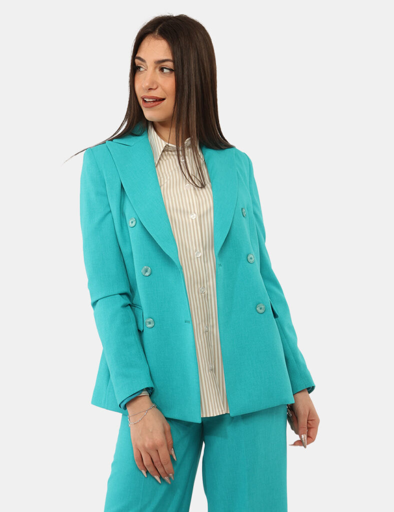 Abbigliamento donna scontato - Blazer Materica Azzurro