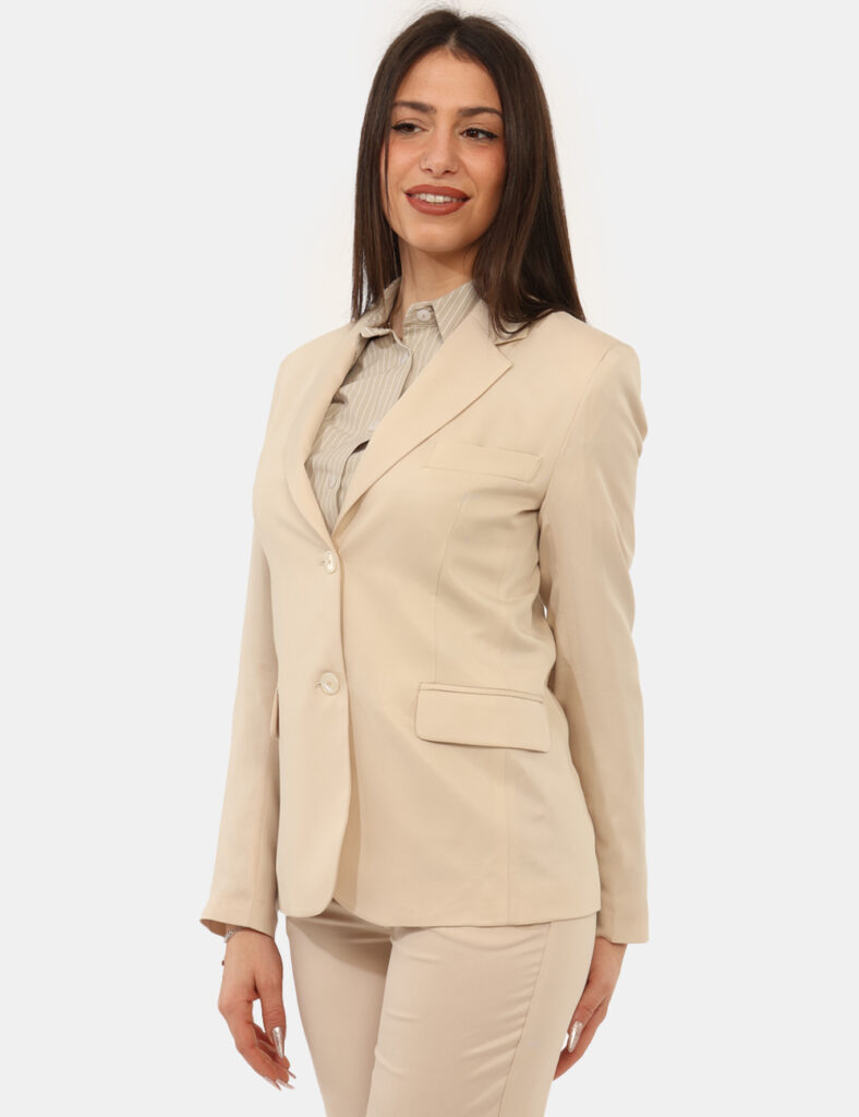 Abbigliamento donna scontato - Blazer Materica Beige