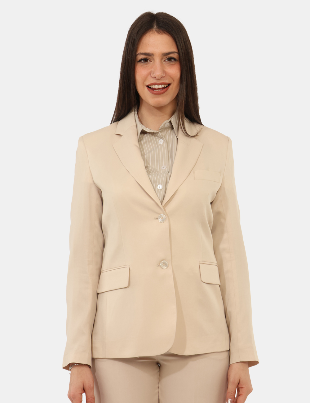 GD10SP26-TP336-PESCA-OB_SABBIA_PE26_6 Blazer Materica Beige - Blazer MATERICA Beige Il Blazer MATERICA Beige è il capo ideale per chi desidera un look luminoso, r
