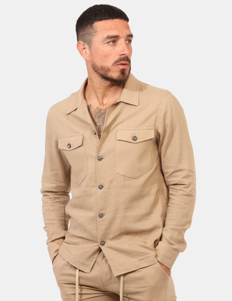 Outfit da festa uomo - Abbigliamento da festa - Camicia PRJ22 Beige da uomo