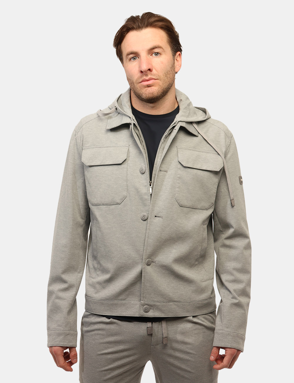 J510-KU00_GRIGIO-MELANGE_PE26_6 Felpa Yes Zee Grigia - Felpa YES ZEE Grigia da uomo La Felpa YES ZEE Grigia è il capo ideale per chi cerca uno stile dinamic