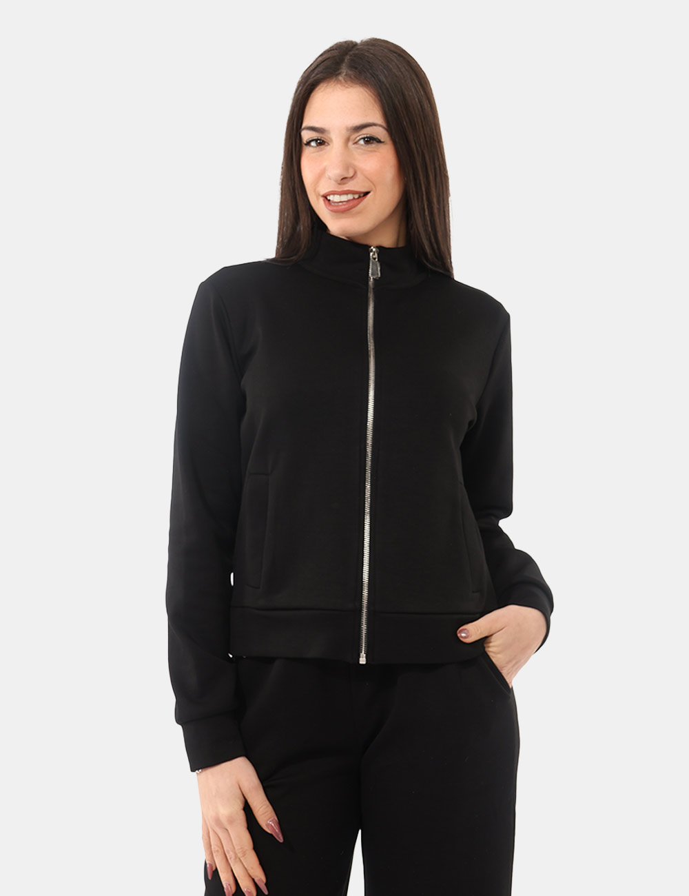 PK1820011-OB_NERO_PE26_1 Felpa Concept83 Nero - Felpa CONCEPT83 Nera La Felpa CONCEPT83 Nera da donna è un capo essenziale e versatile, perfetto per