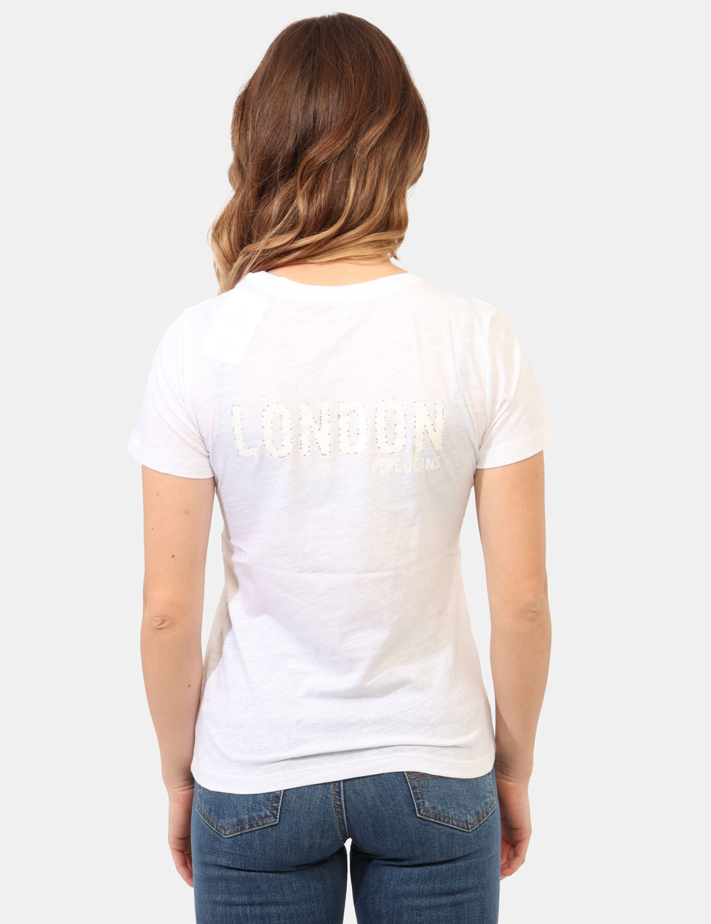 PL5000087-OB_WHITE-P800_PE26_2 T-shirt Pepe Jeans Bianca - T-shirt PEPE JEANS Bianca da donna La T-shirt PEPE JEANS Bianca è un capo essenziale rivisitato