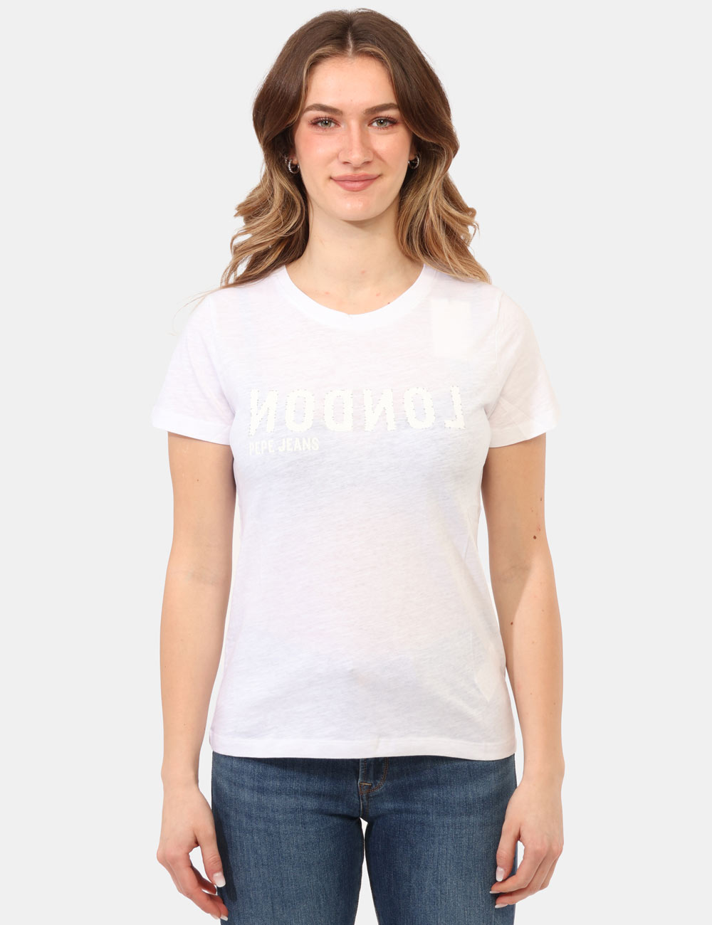 PL5000087-OB_WHITE-P800_PE26_6 T-shirt Pepe Jeans Bianca - T-shirt PEPE JEANS Bianca da donna La T-shirt PEPE JEANS Bianca è un capo essenziale rivisitato
