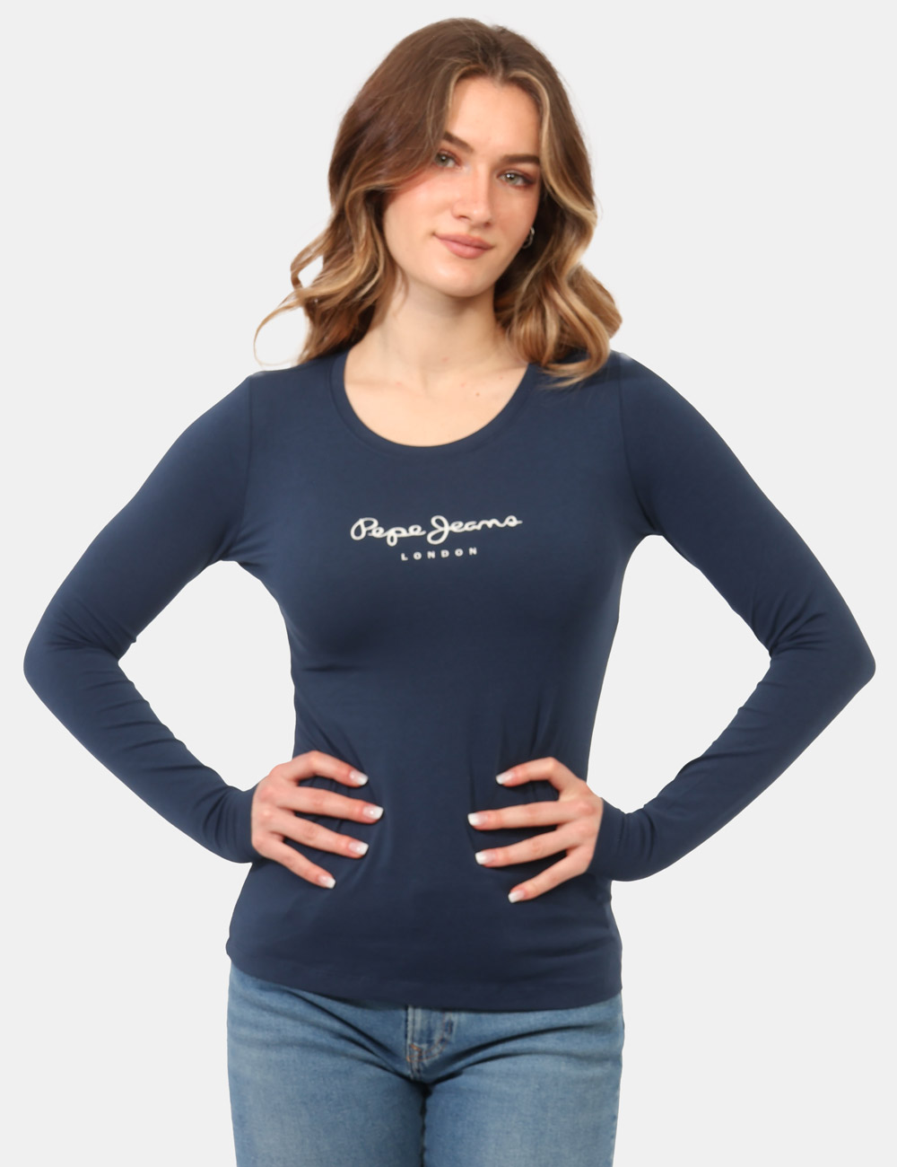 PL505203-OB_NAVY-P595_PE26_1 T-shirt Pepe Jeans Blu - T-shirt PEPE JEANS Blu da donna La T-shirt PEPE JEANS Blu è il capo ideale per chi desidera unire c