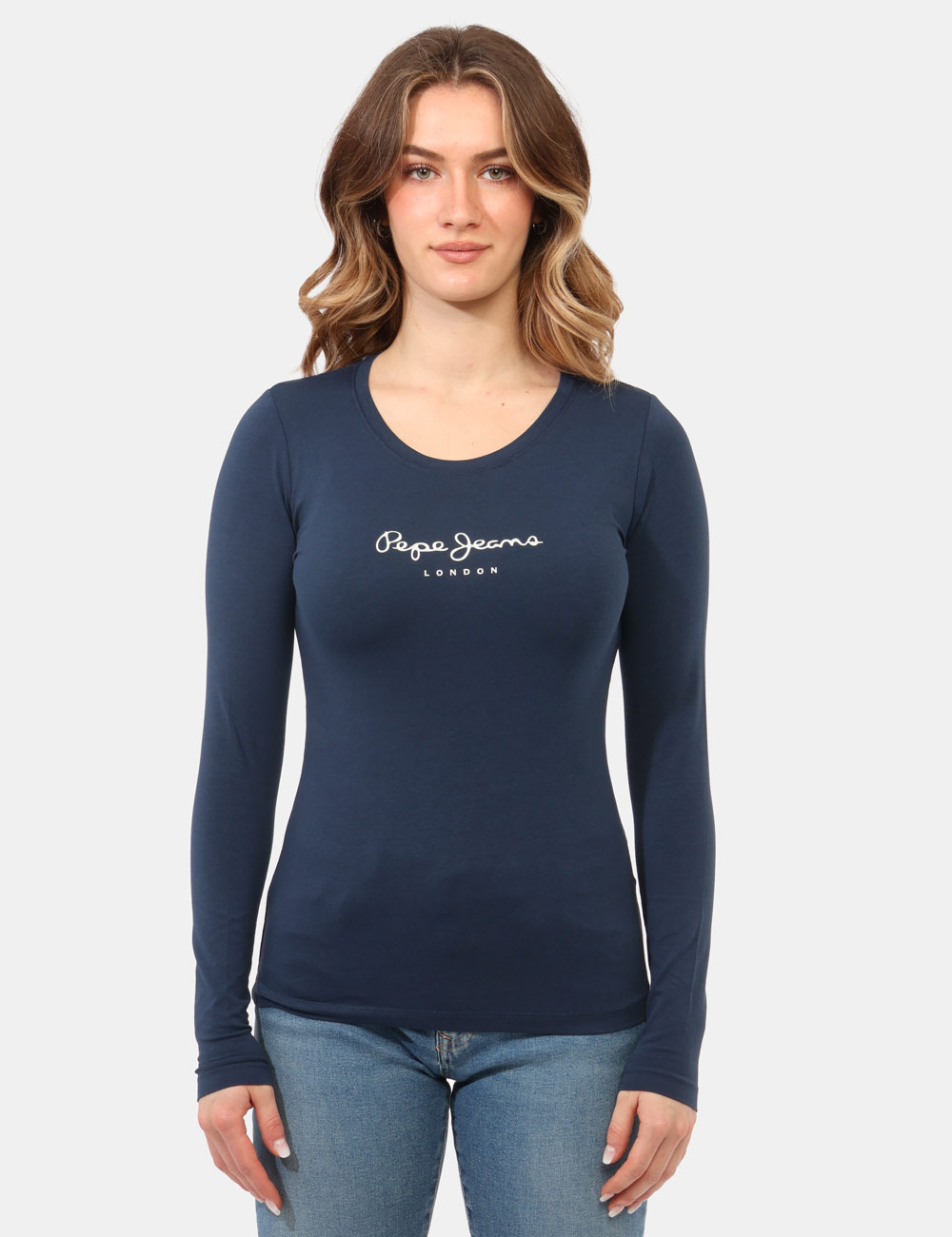PL505203-OB_NAVY-P595_PE26_5 T-shirt Pepe Jeans Blu - T-shirt PEPE JEANS Blu da donna La T-shirt PEPE JEANS Blu è il capo ideale per chi desidera unire c