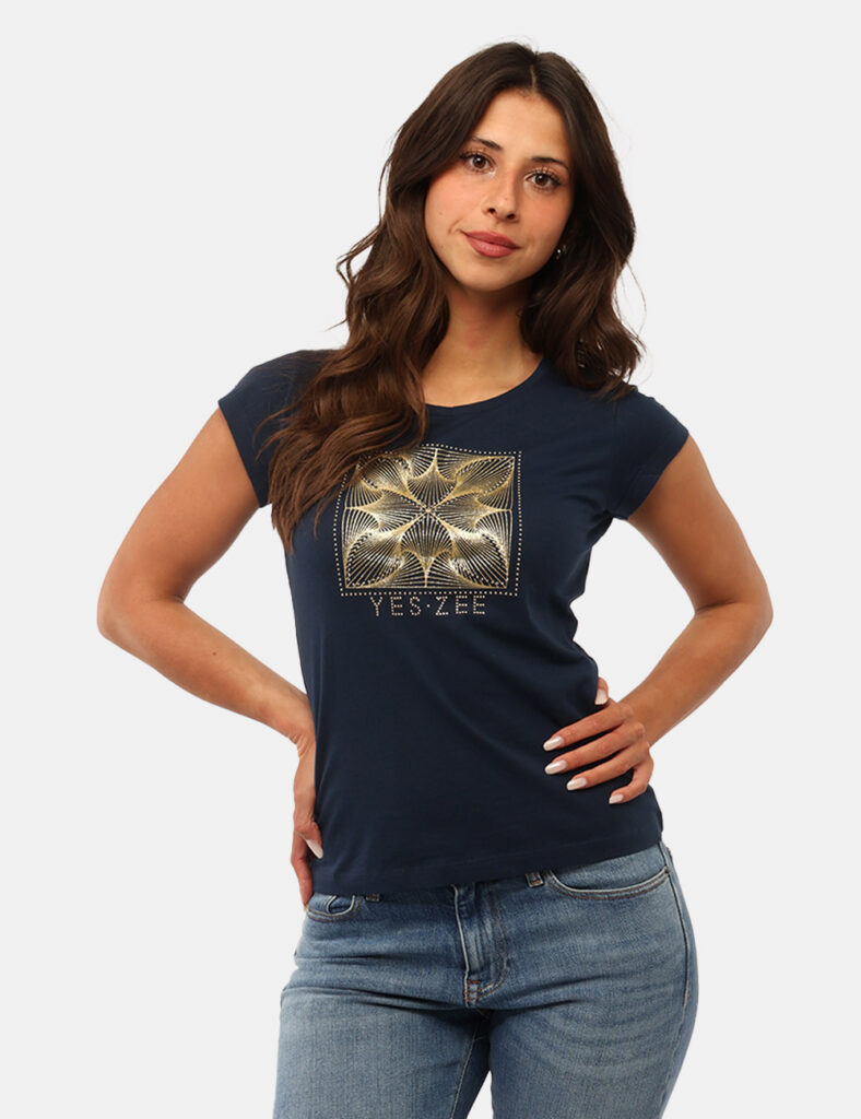 Abbigliamento donna scontato - T-shirt Yes Zee Blu