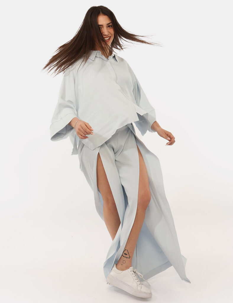 Abbigliamento donna scontato - Pantalone Via Delle Rose Azzurro