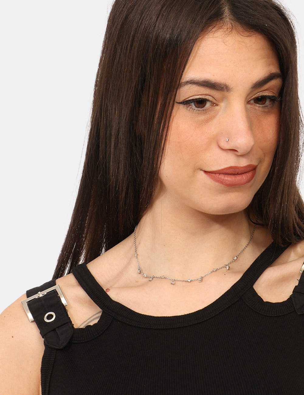 VS25-17019-SB_BLACK_PE26_4 Top Via Delle Rose Nero - Il Top VIA DELLE ROSE Nero è il capo perfetto per chi desidera un look essenziale ma femminile dur