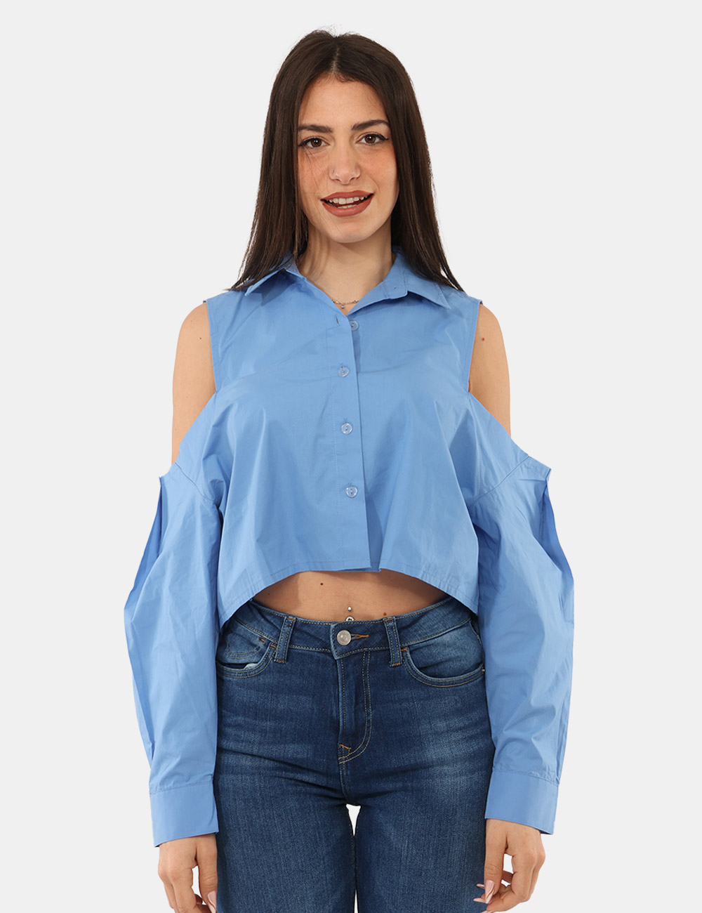 VS25-17256-SB_LIGHT-INDIGO_PE26_5 Camicia Via Delle Rose Azzurra - La Camicia VIA DELLE ROSE Azzurra è il capo ideale per chi desidera un look fresco, femmini