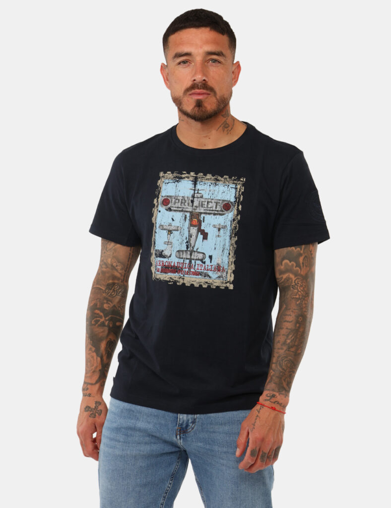 abbigliamento uomo sportivo comodo - T-shirt Aeronautica Italiana Blu