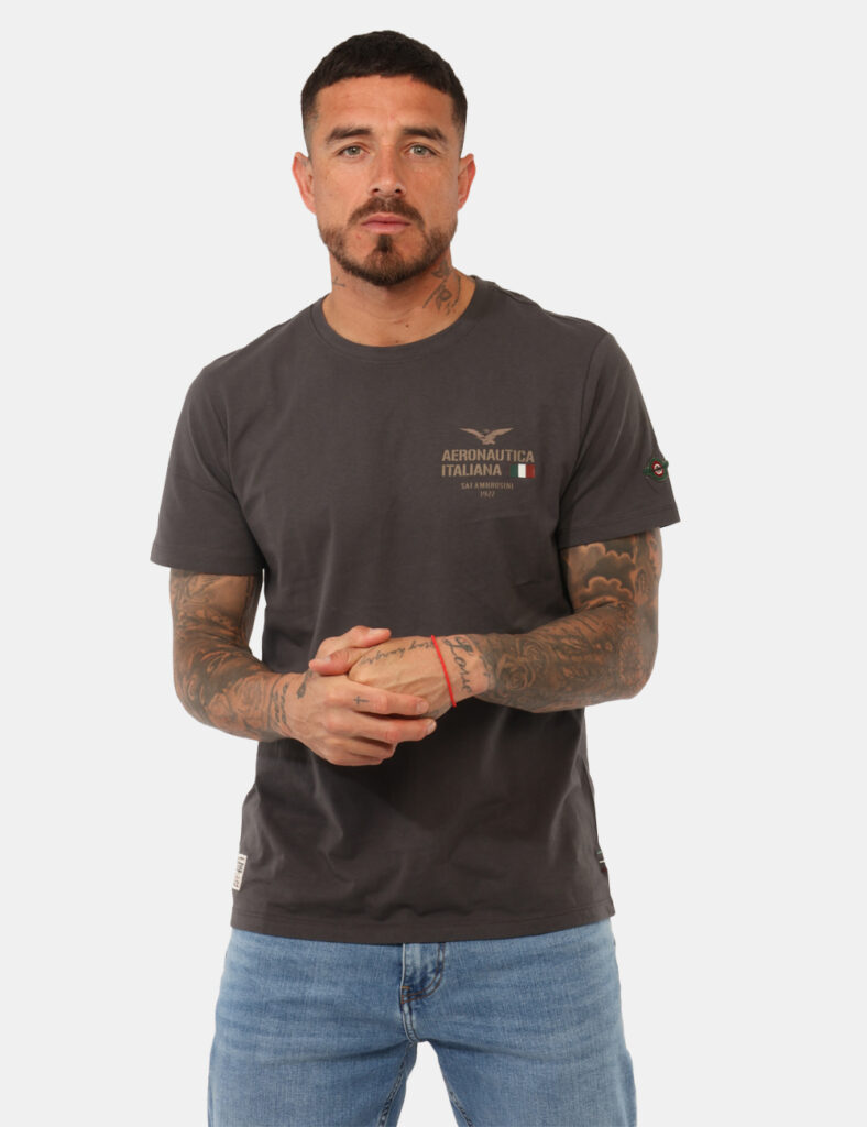 abbigliamento uomo sportivo comodo - T-shirt Aeronautica Italiana Grigia