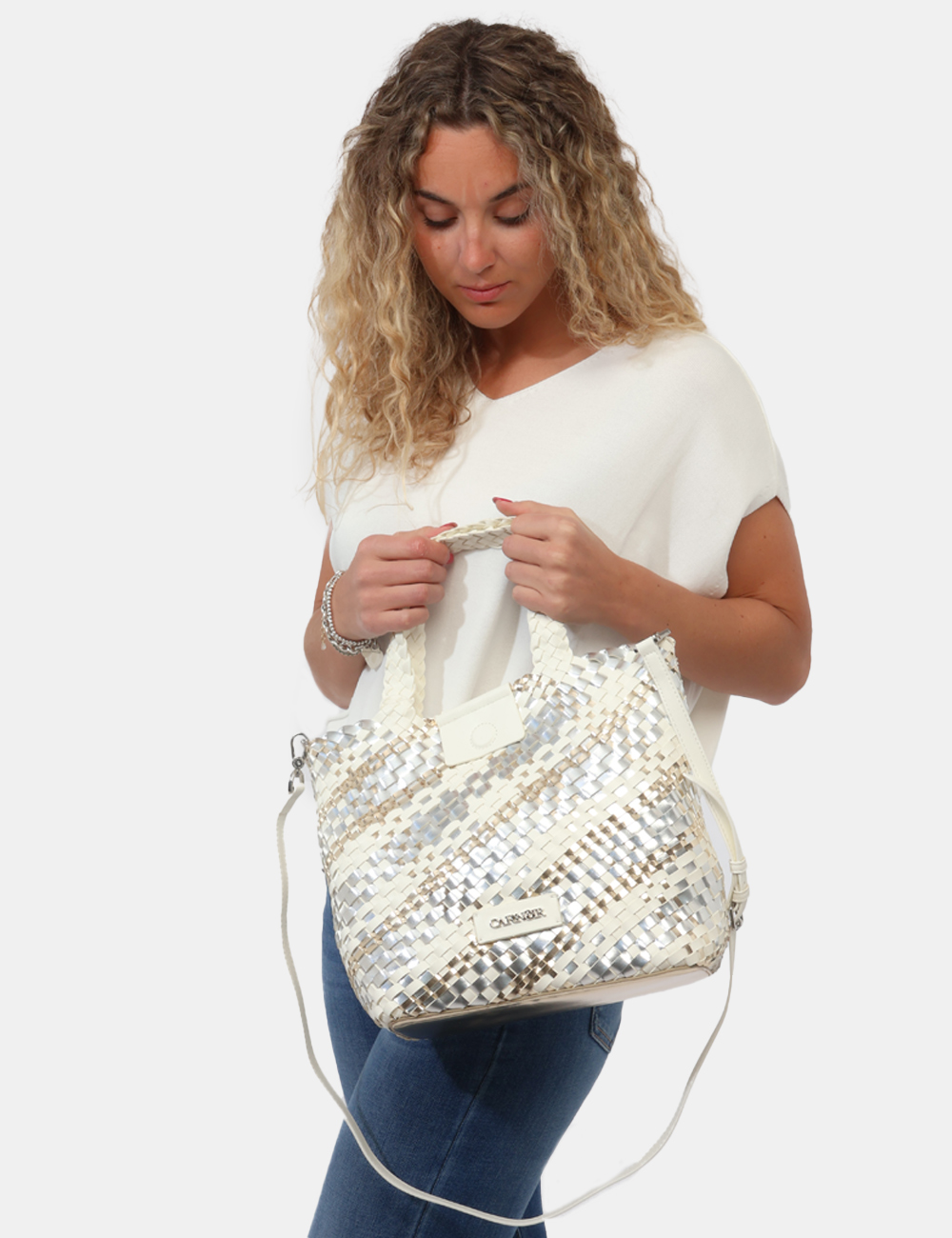 C3MG1022-OB_ARGENTO-BIANCO_PE26_1 Borsa Cafe`Noir Bianca - Borsa CAFeNOIR Bianca da donna Luminosa, raffinata e perfetta per la stagione più calda, la Borsa