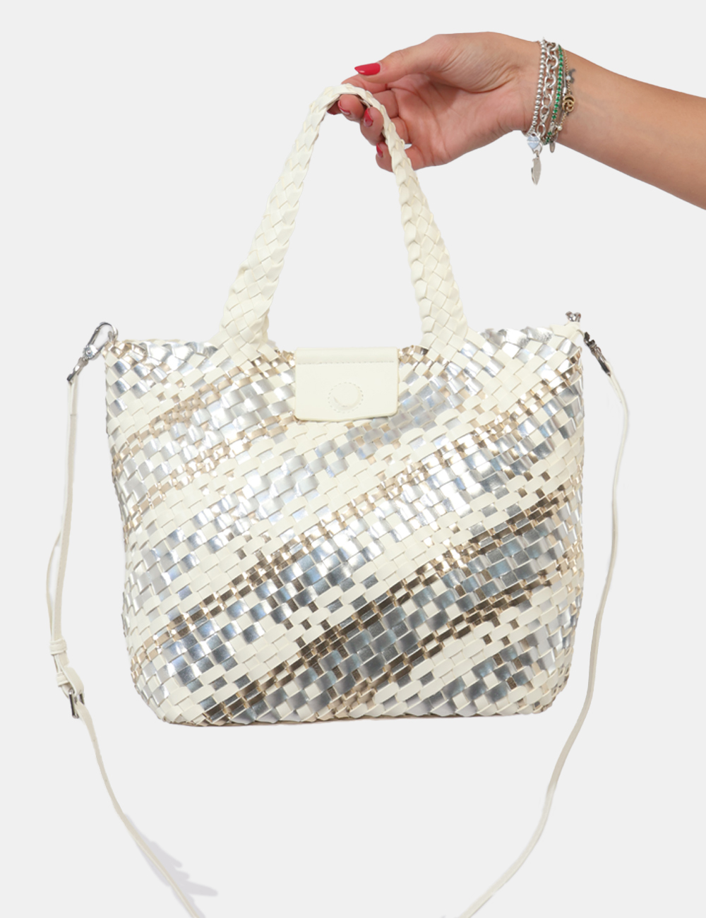 C3MG1022-OB_ARGENTO-BIANCO_PE26_3 Borsa Cafe`Noir Bianca - Borsa CAFeNOIR Bianca da donna Luminosa, raffinata e perfetta per la stagione più calda, la Borsa
