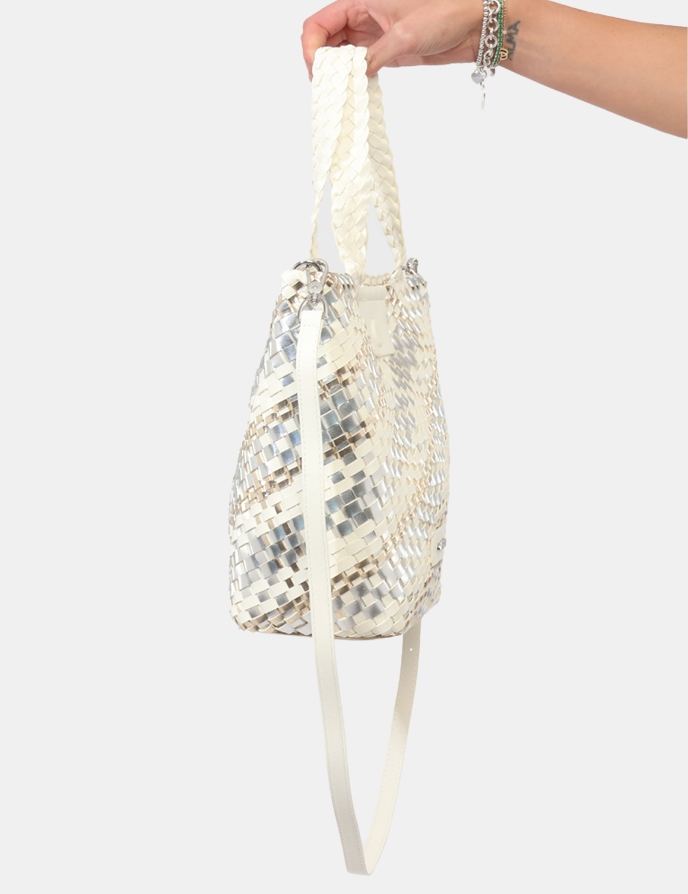 C3MG1022-OB_ARGENTO-BIANCO_PE26_4 Borsa Cafe`Noir Bianca - Borsa CAFeNOIR Bianca da donna Luminosa, raffinata e perfetta per la stagione più calda, la Borsa