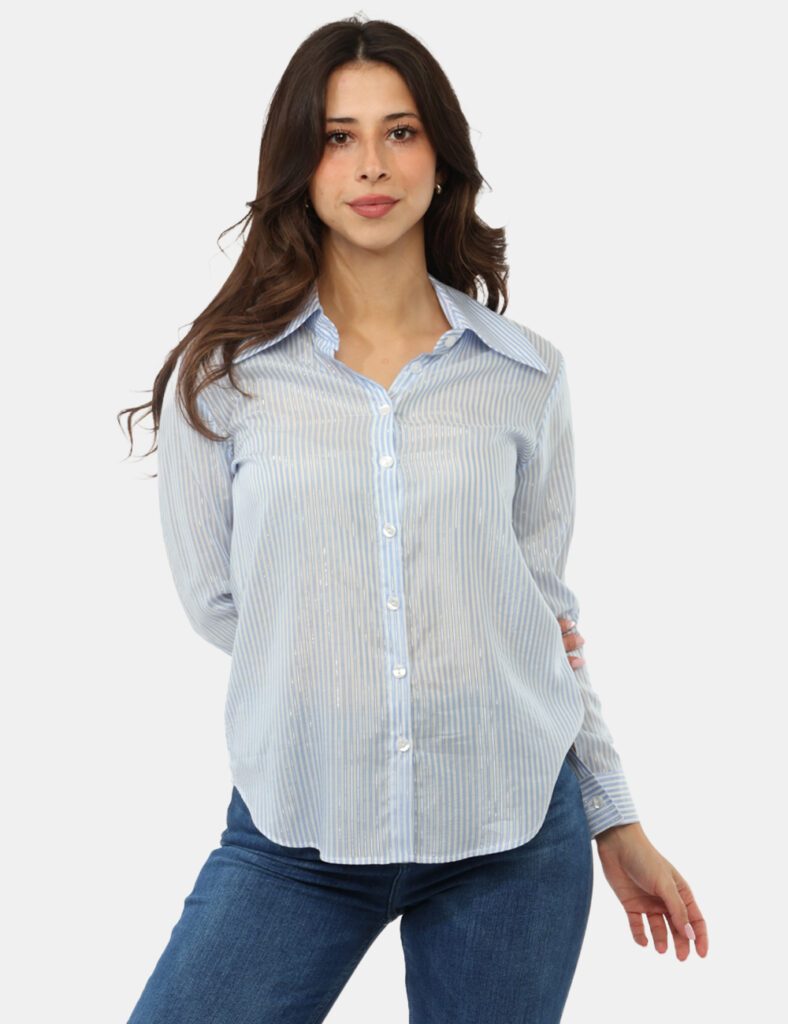 Abbigliamento donna scontato - Camicia Materica Azzurra