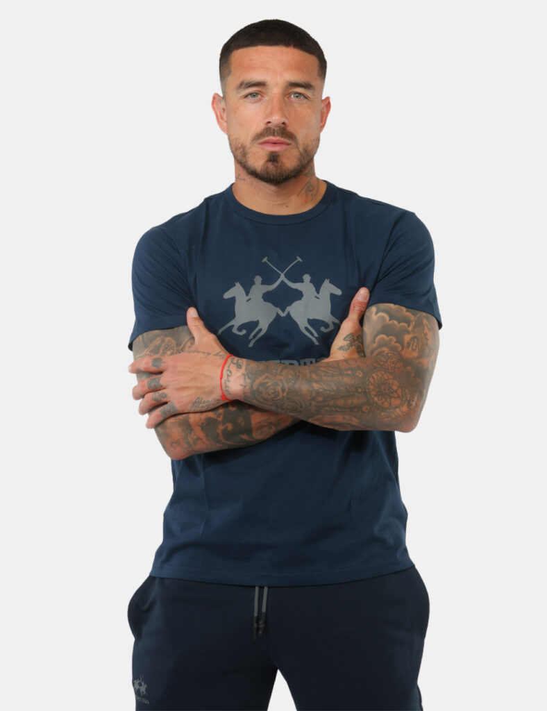t-shirt in cotone uomo scontata - T-shirt La Martina Blu
