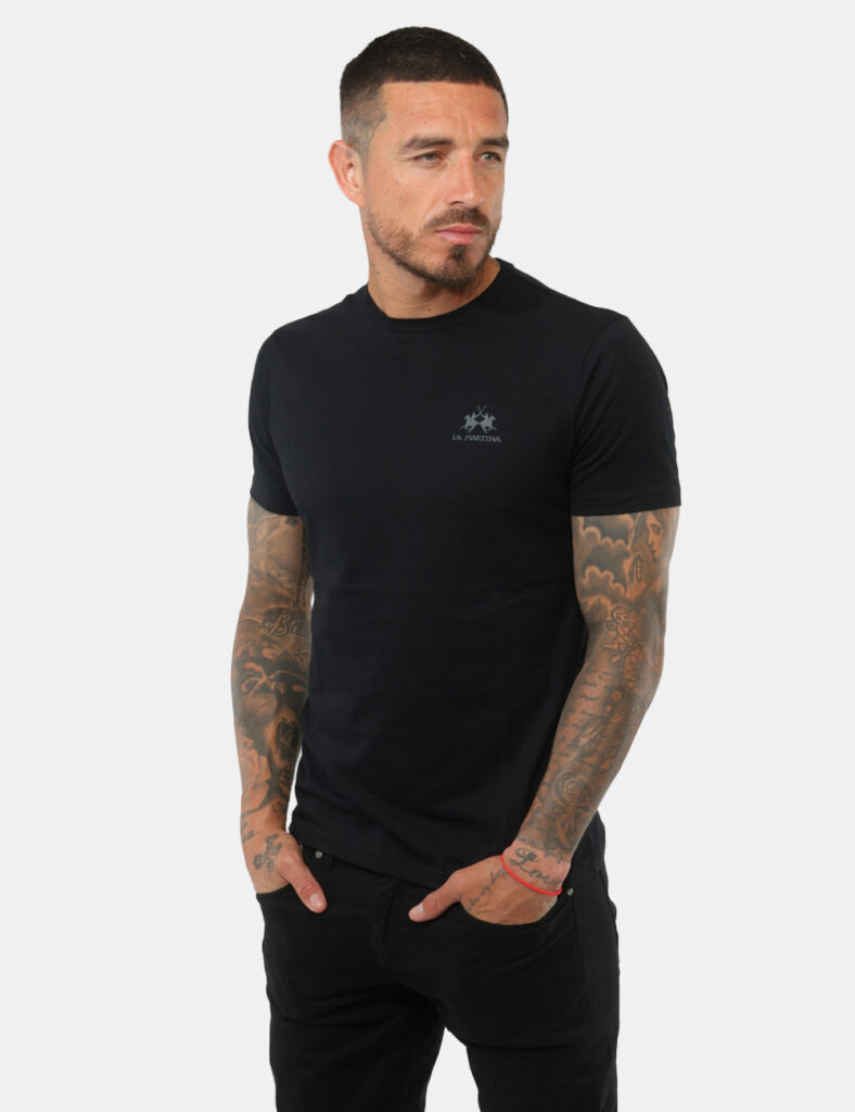 t-shirt in cotone uomo scontata - T-shirt La Martina Nera