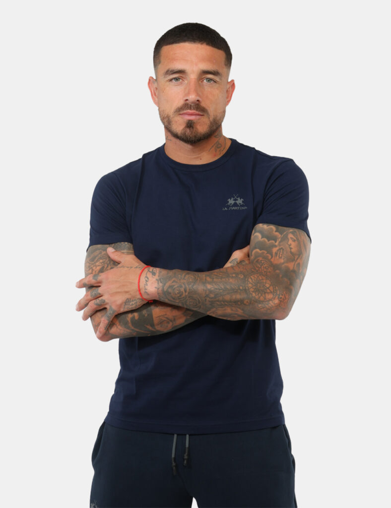 t-shirt in cotone uomo scontata - T-shirt La Martina Blu