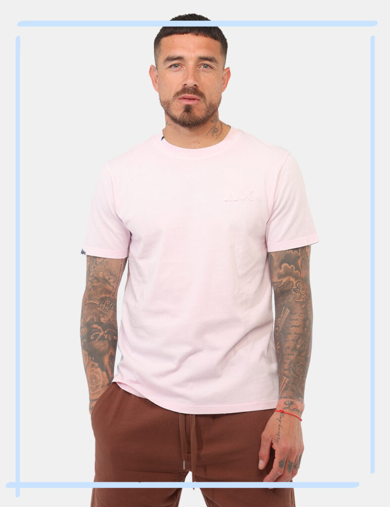 t-shirt in cotone uomo scontata - T-shirt Sun68 Rosa tg.L