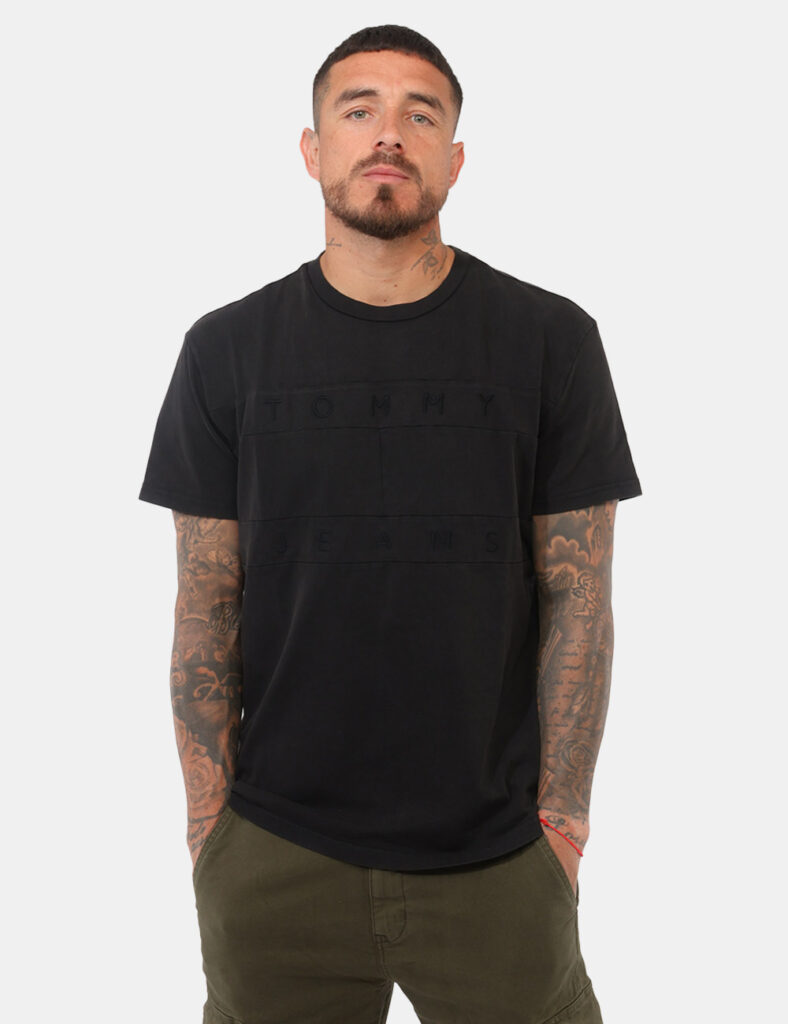 t-shirt in cotone uomo scontata - T-shirt Tommy Hilfiger Nera