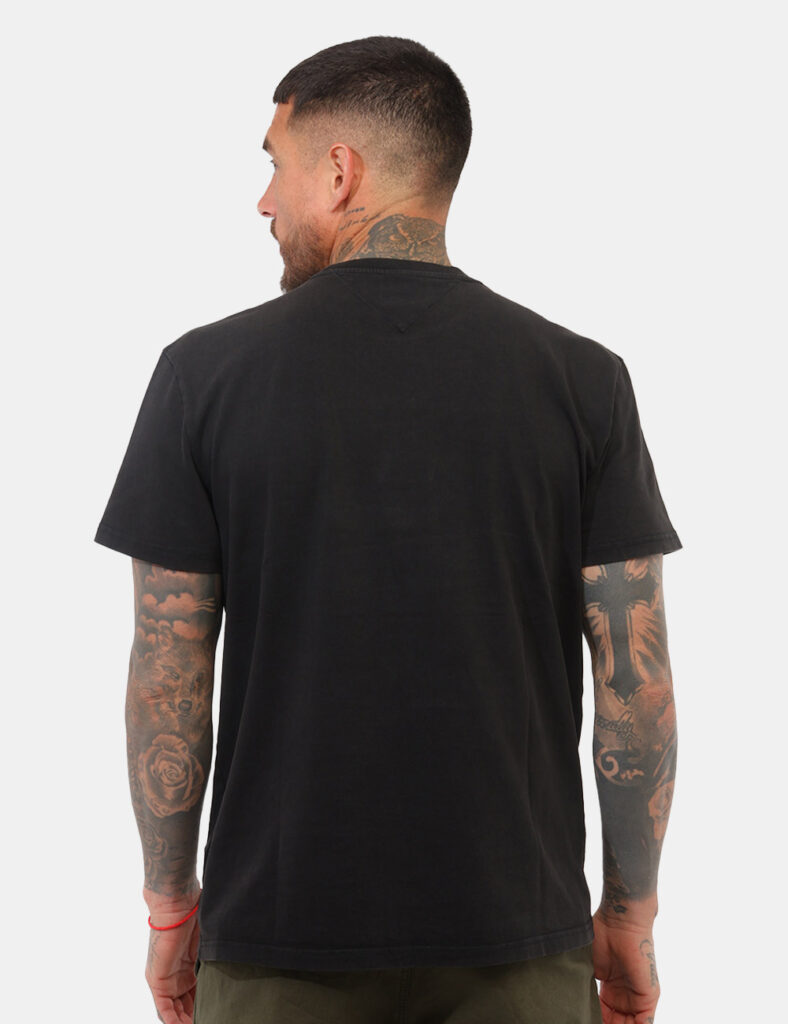 t-shirt in cotone uomo scontata - T-shirt Tommy Hilfiger Nera
