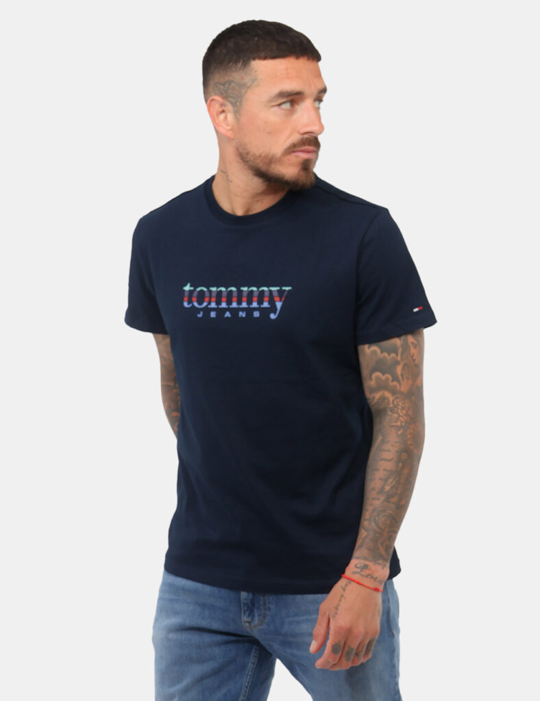 t-shirt in cotone uomo scontata - T-shirt Tommy Hilfiger Blu