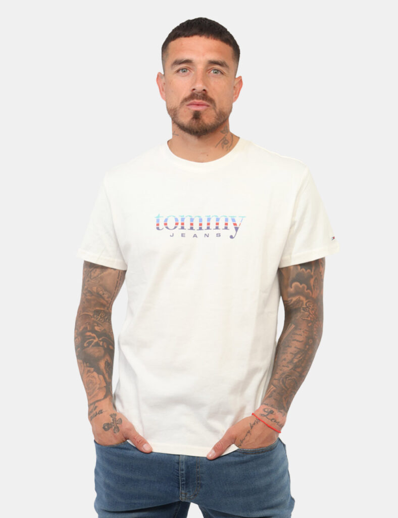 t-shirt in cotone uomo scontata - T-shirt Tommy Hilfiger Bianca