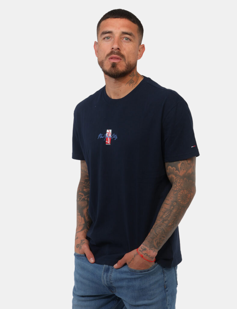 t-shirt in cotone uomo scontata - T-shirt Tommy Hilfiger Blu