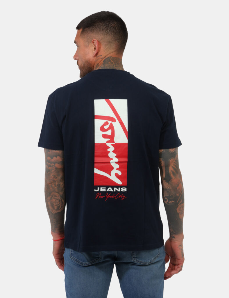 t-shirt in cotone uomo scontata - T-shirt Tommy Hilfiger Blu
