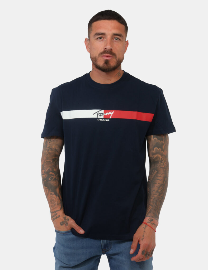 t-shirt in cotone uomo scontata - T-shirt Tommy Hilfiger Blu