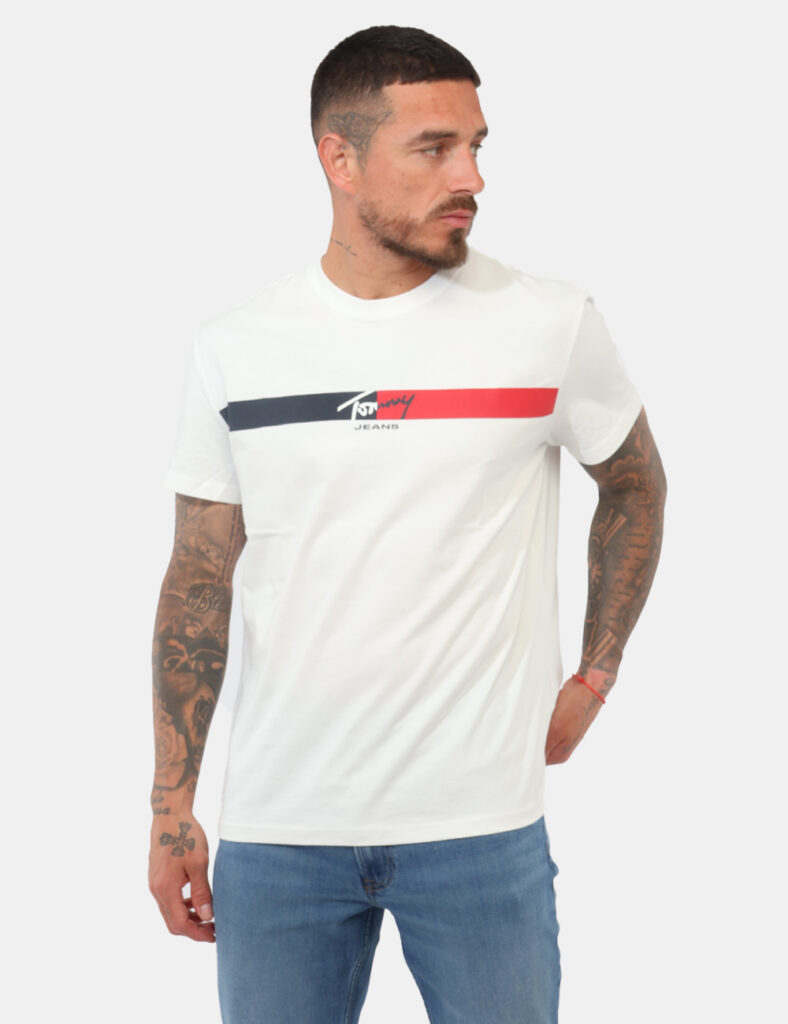 t-shirt in cotone uomo scontata - T-shirt Tommy Hilfiger Bianca