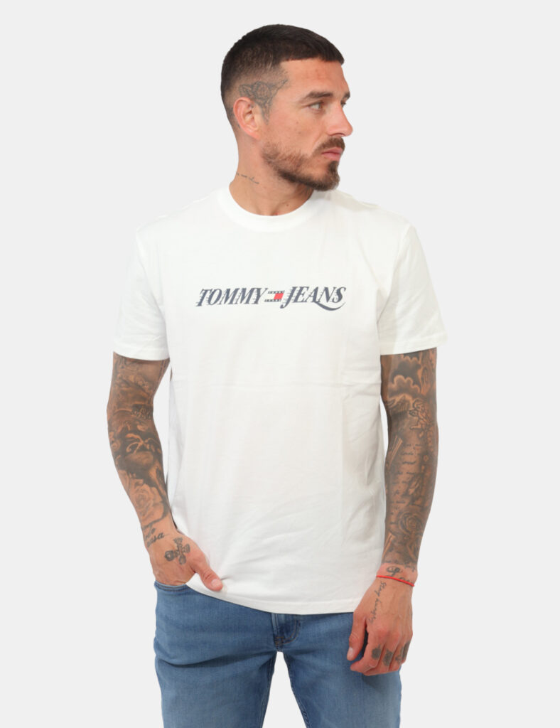 t-shirt in cotone uomo scontata - T-shirt Tommy Hilfiger Bianca