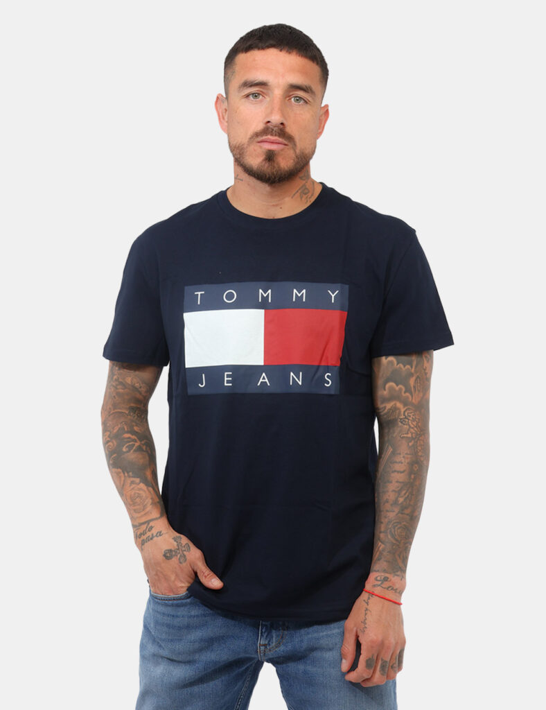 t-shirt in cotone uomo scontata - T-shirt Tommy Hilfiger Blu