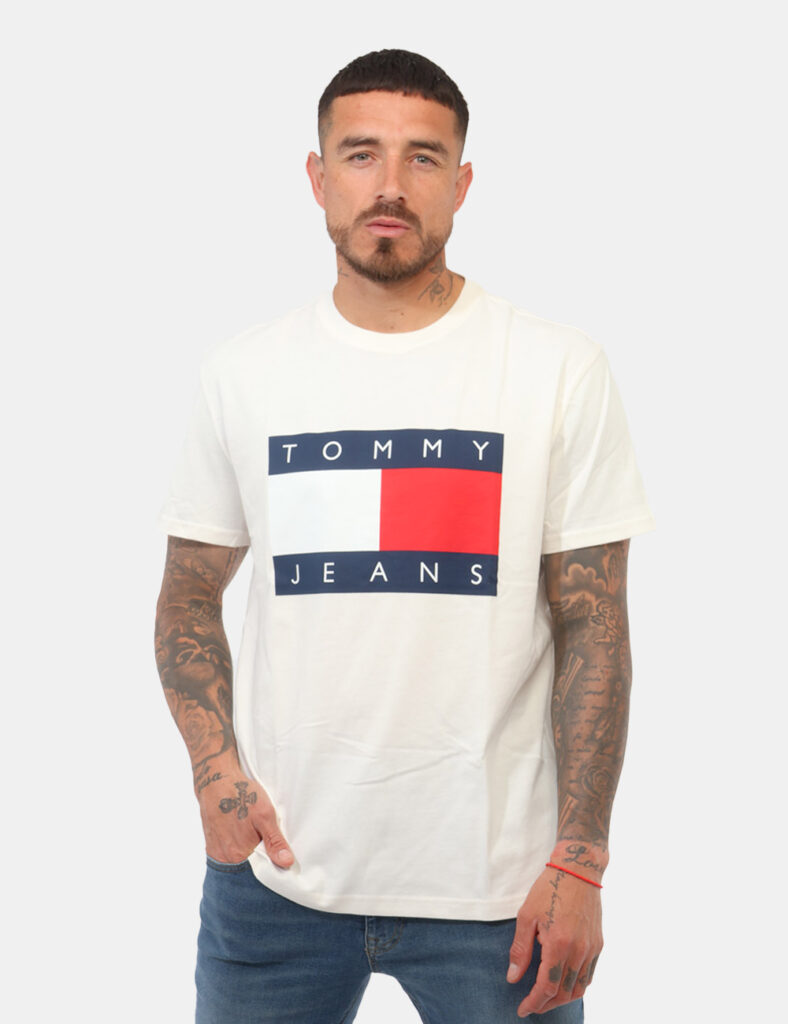 t-shirt in cotone uomo scontata - T-shirt Tommy Hilfiger Bianca