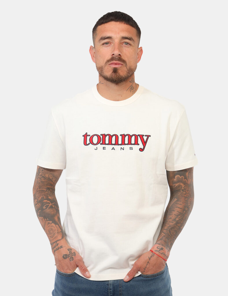 t-shirt in cotone uomo scontata - T-shirt Tommy Hilfiger Bianca