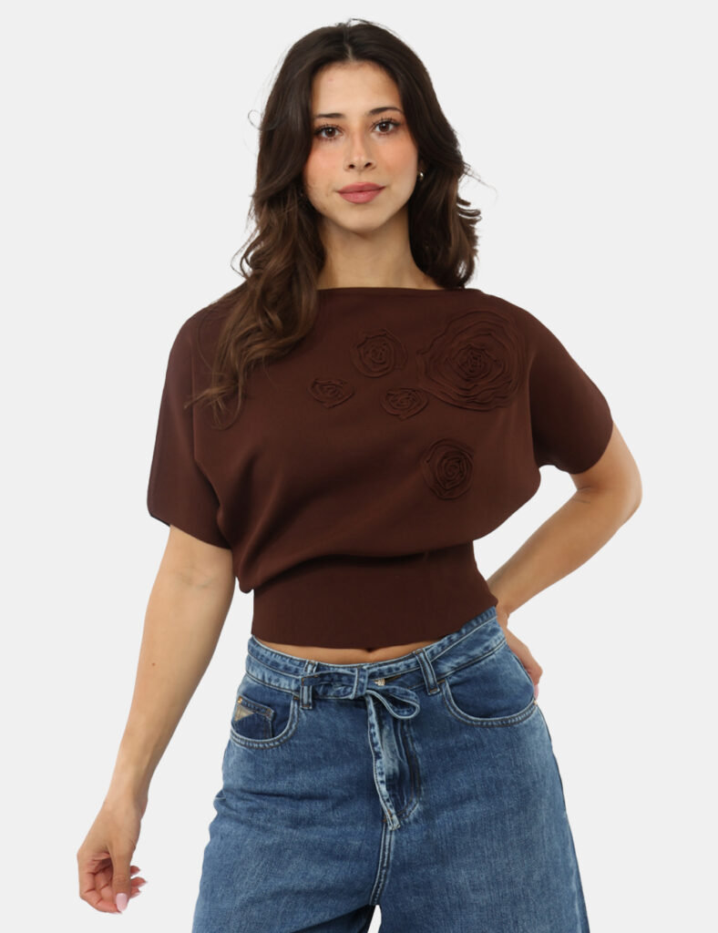 Abbigliamento donna scontato - Maglia Materica Marrone