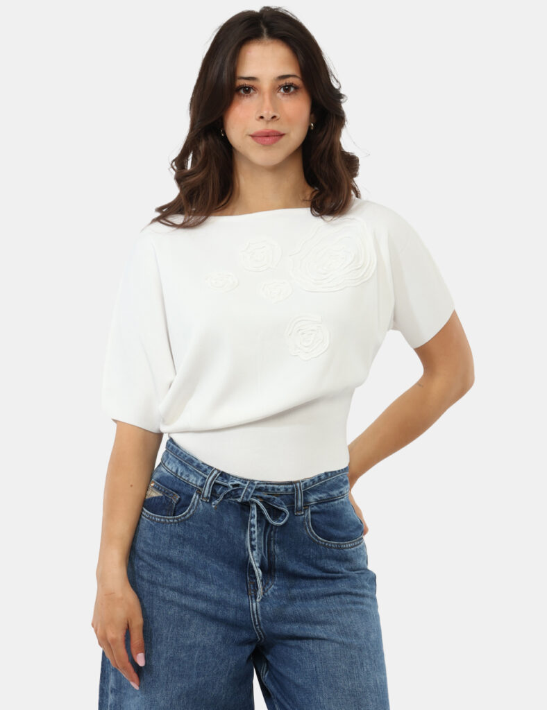 Abbigliamento donna scontato - Maglia Materica Bianca