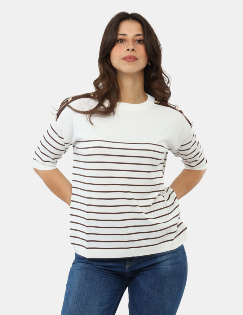 Abbigliamento donna scontato - Maglia Materica Bianca