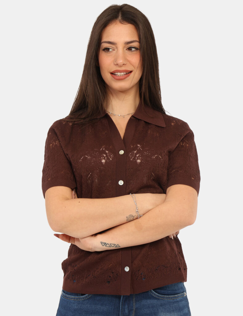 Abbigliamento donna scontato - Maglia Materica Marrone