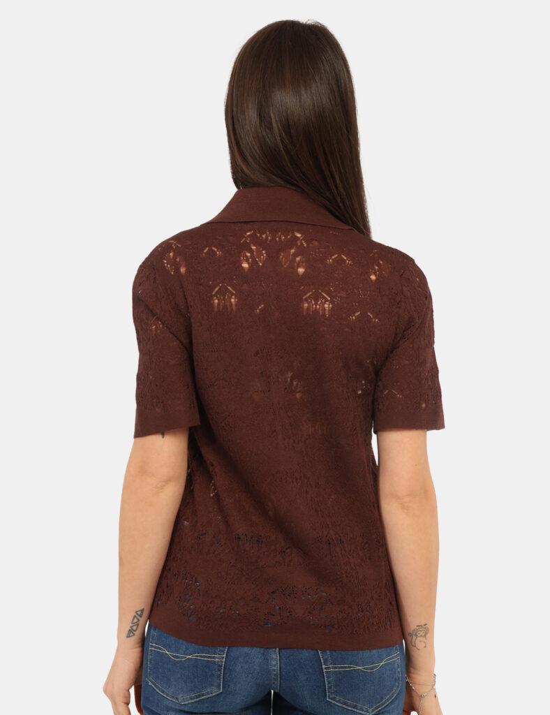 Abbigliamento donna scontato - Maglia Materica Marrone