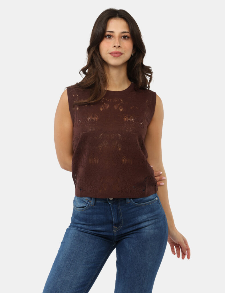 Abbigliamento donna scontato - Top Materica Marrone