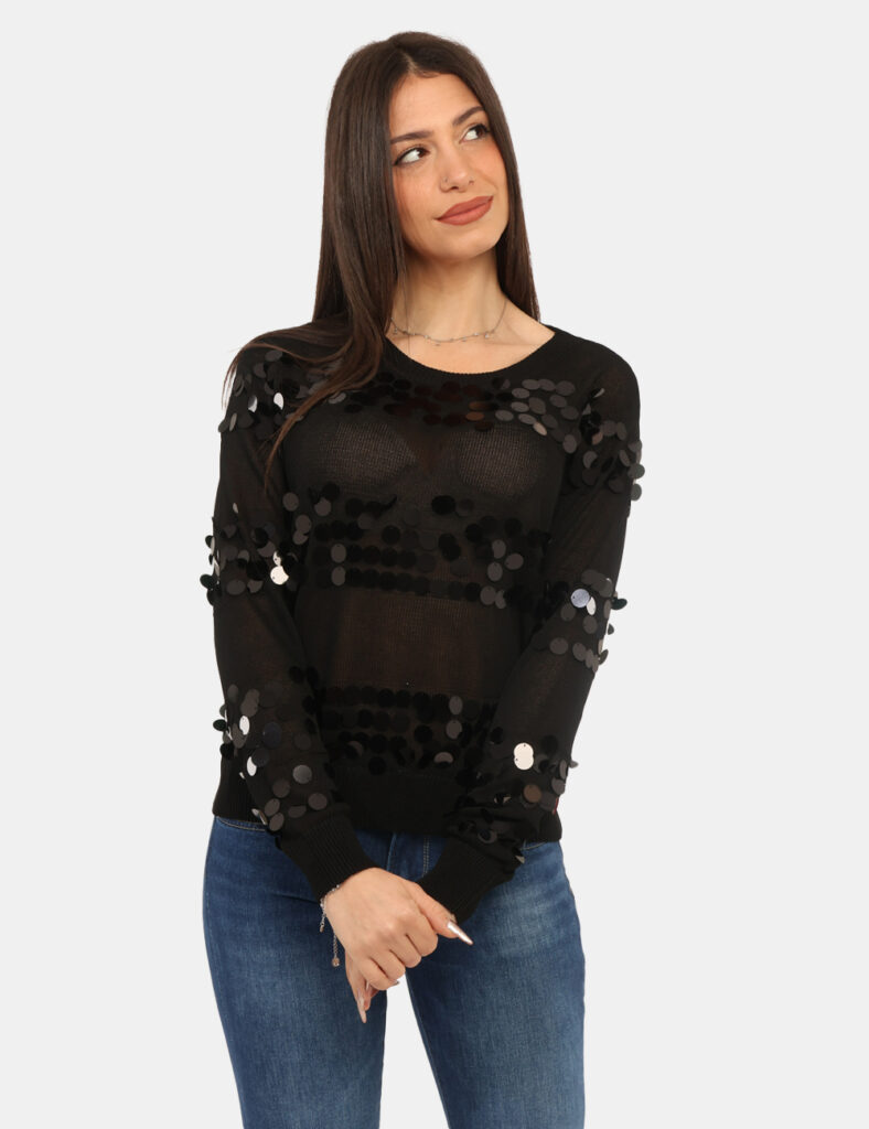 Abbigliamento donna scontato - Maglia Materica Nera