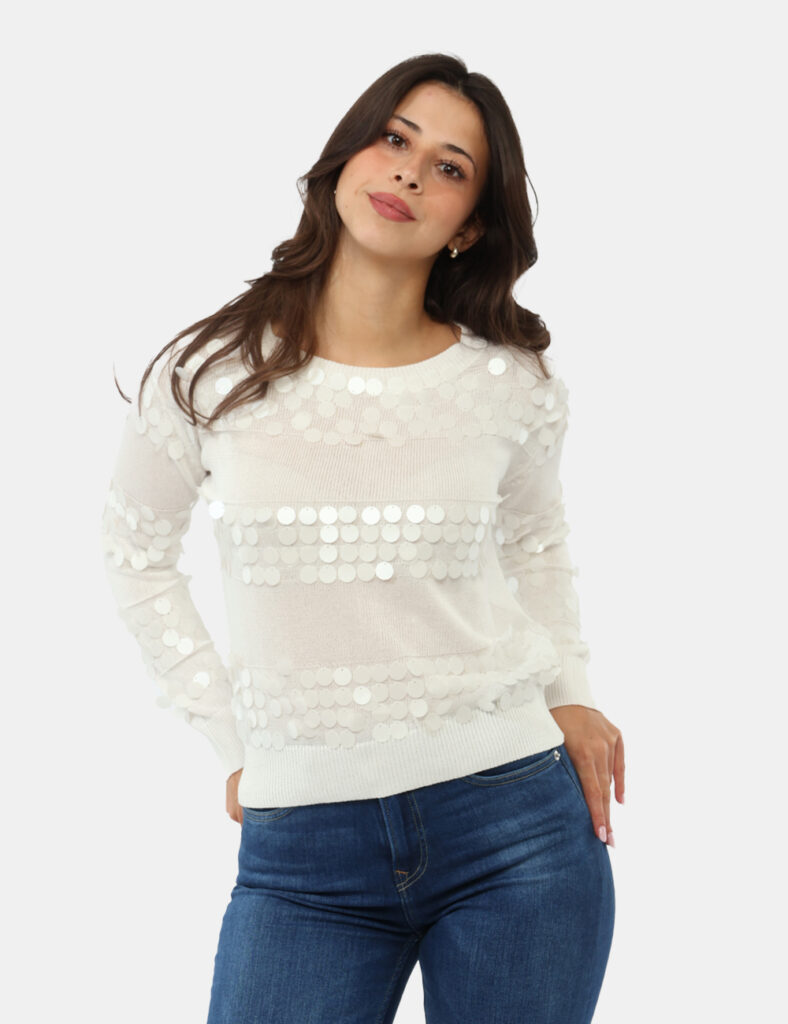 Abbigliamento donna scontato - Maglia Materica Bianca