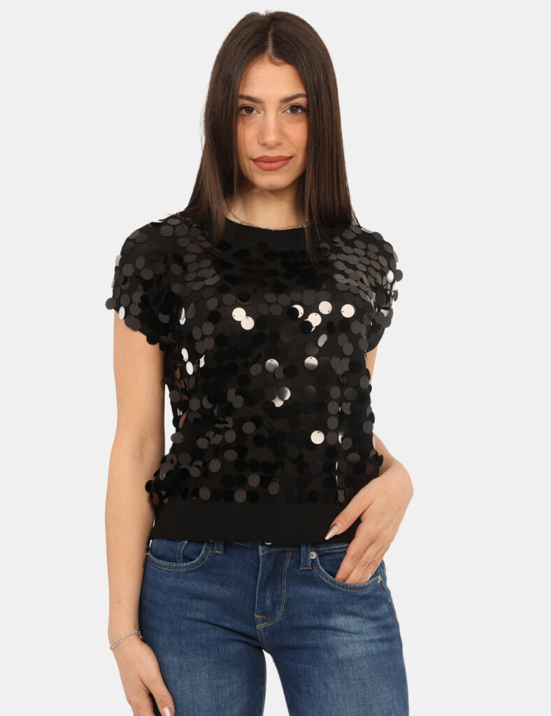 Abbigliamento donna scontato - Maglia Materica Nera