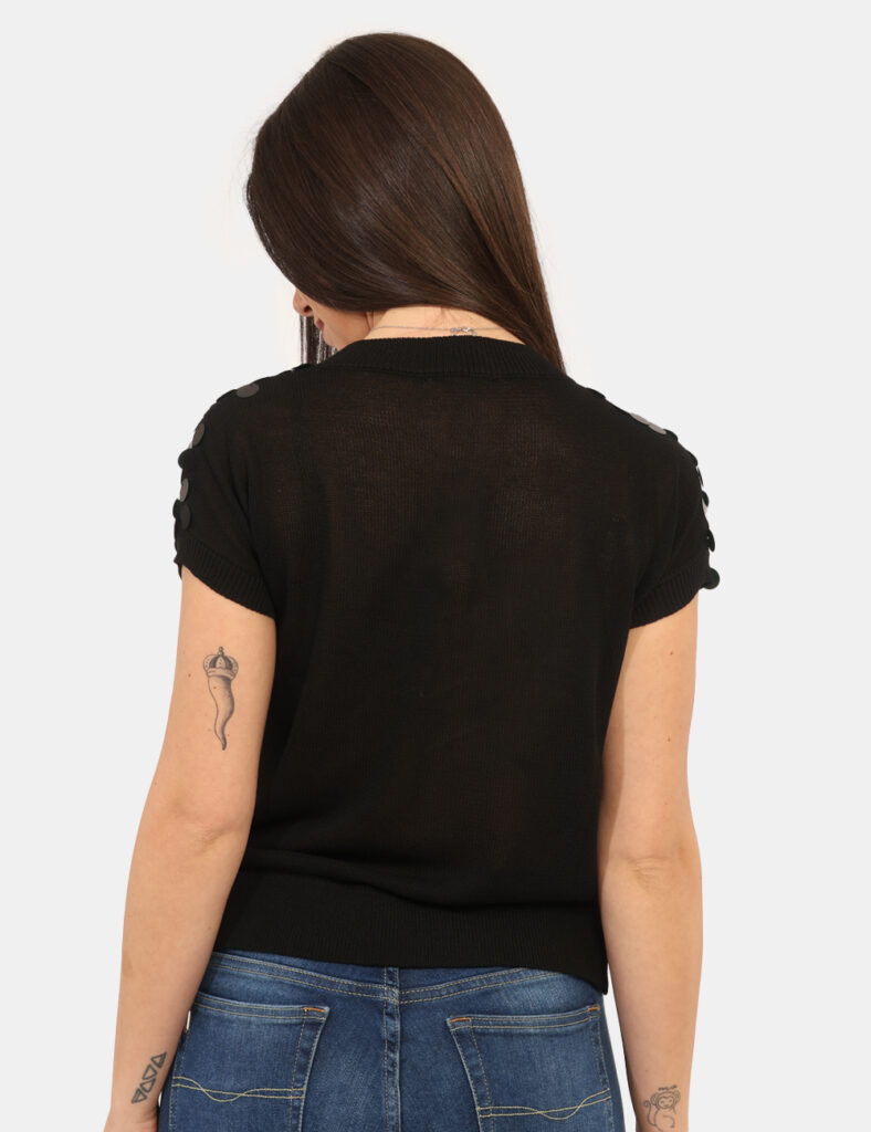 Abbigliamento donna scontato - Maglia Materica Nera
